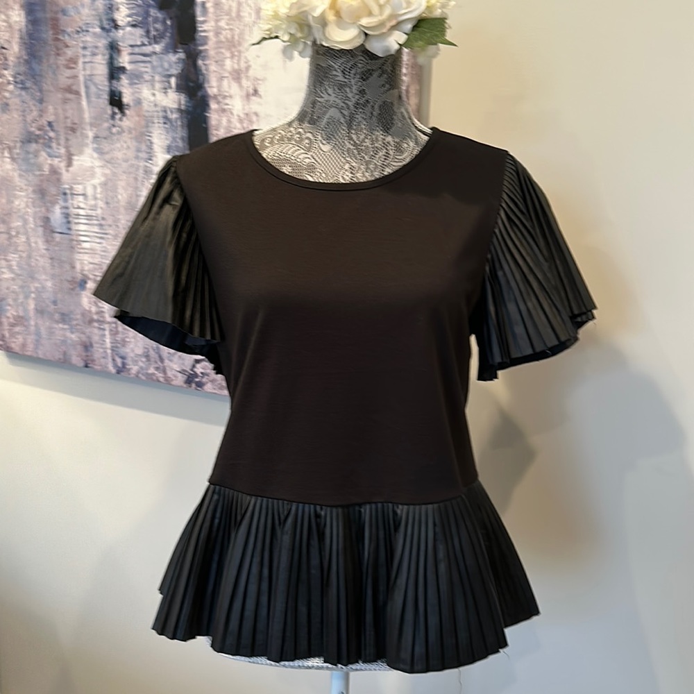 A Love Story NWT top black faux leather medium
